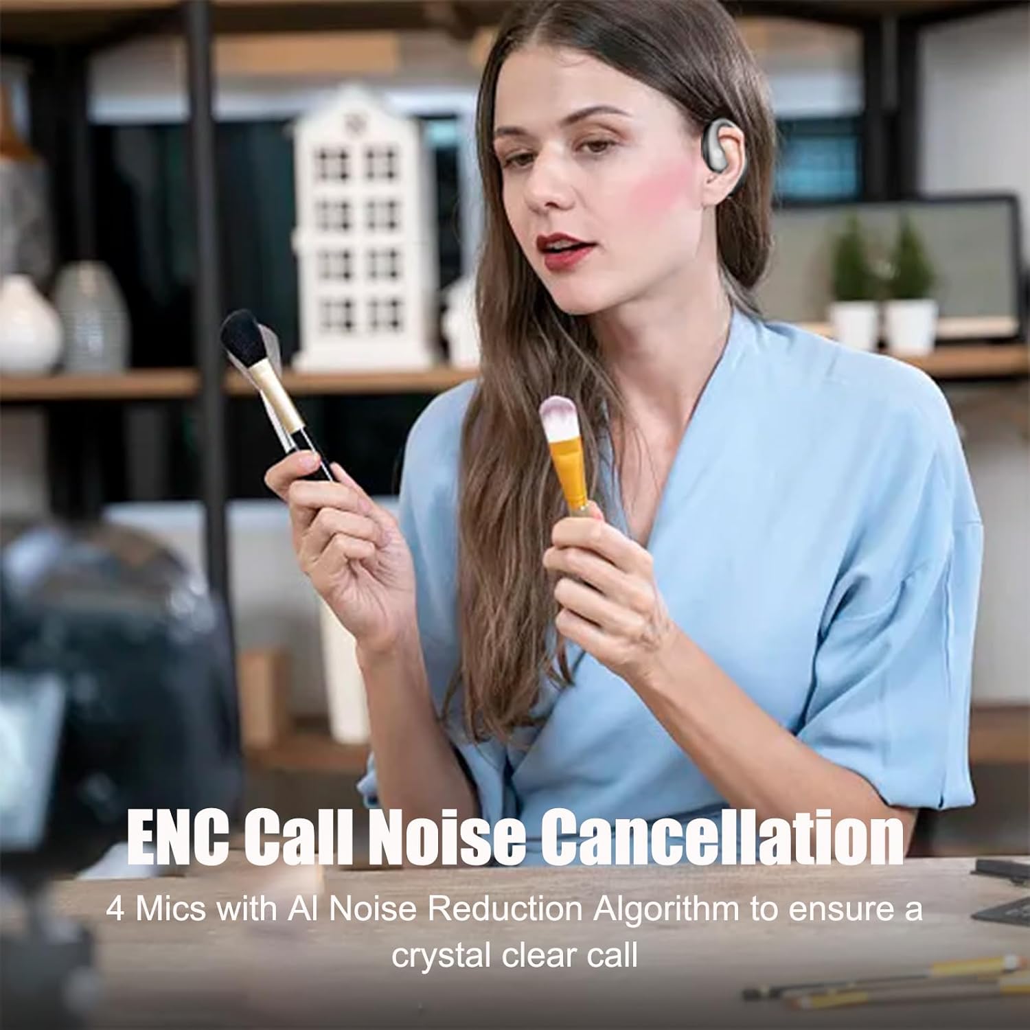 Open Ear Headphones Bone Conduction Headphones Open Ear Earbuds Over The Ear Earbuds Wireless Bluetooth 5.3 with 48H Playtime Ipx5 Waterproof Lightweight Design Fit Cycling Running Workout Wite