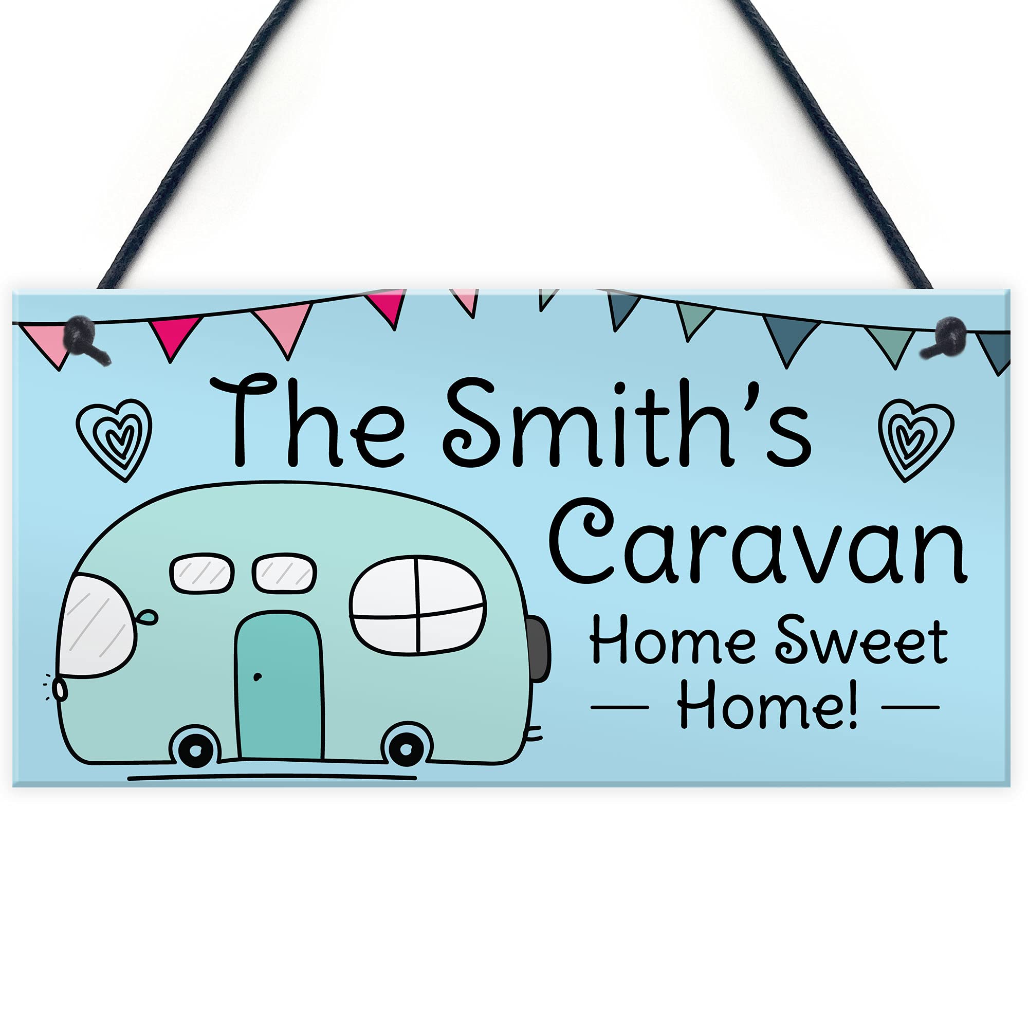Red Ocean Novelty Hanging Caravan PERSONALISED Sign Home Decor Signs Campervan Motorhome Decor Gifts
