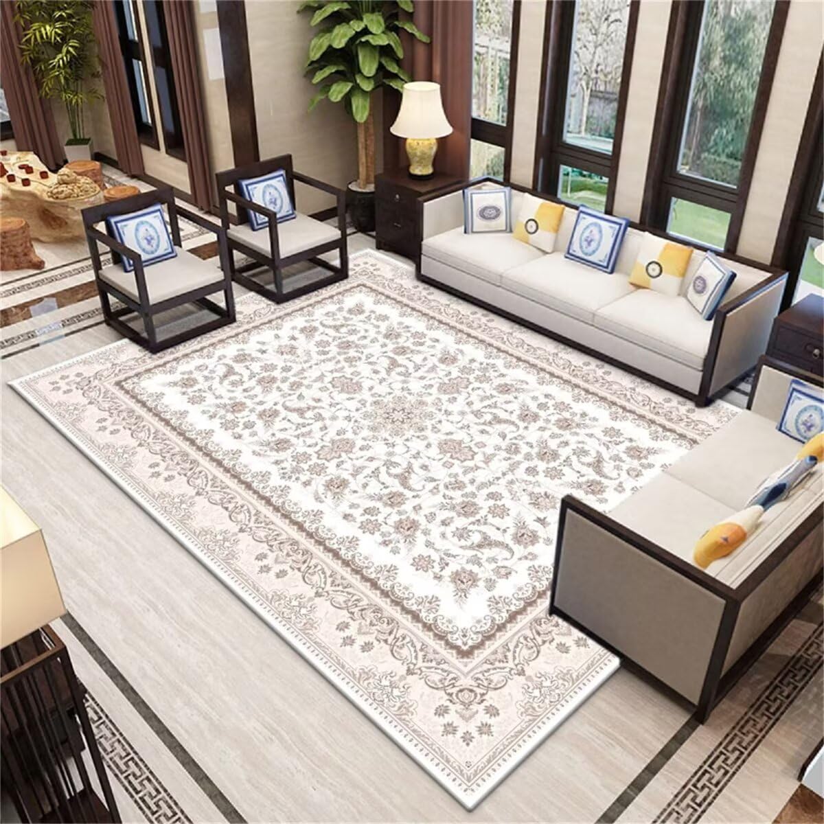 Tapis de chambre pour filles floral et antidérapant en descente de lit