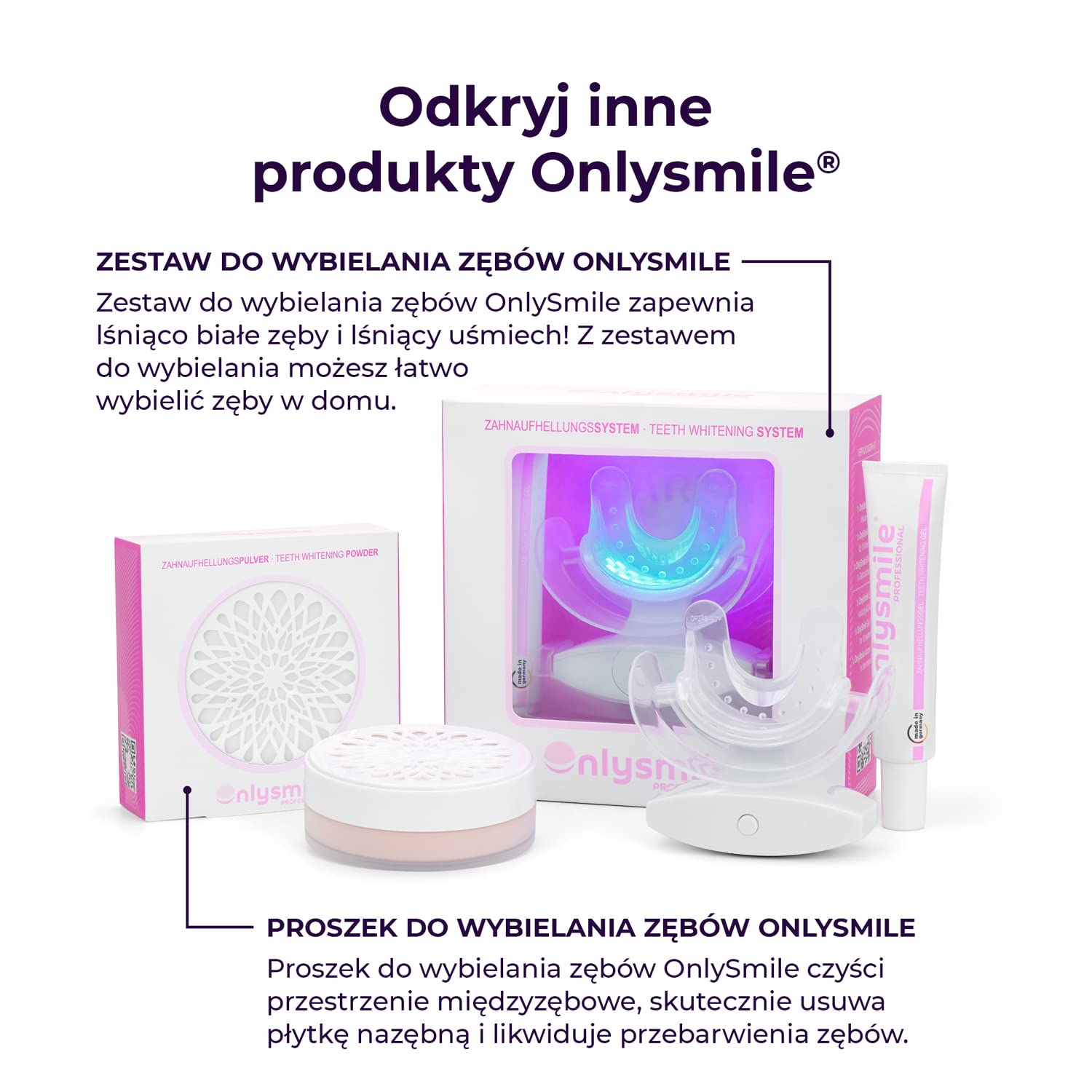 Onlysmile dwupak 2x żel wybielający do białych zębów | Żel do wybielania zębów o natychmiastowym działaniu | Kosmetyczne czyszczenie zębów | Bezpośrednio od producenta - Wyprodukowane w Niemczech