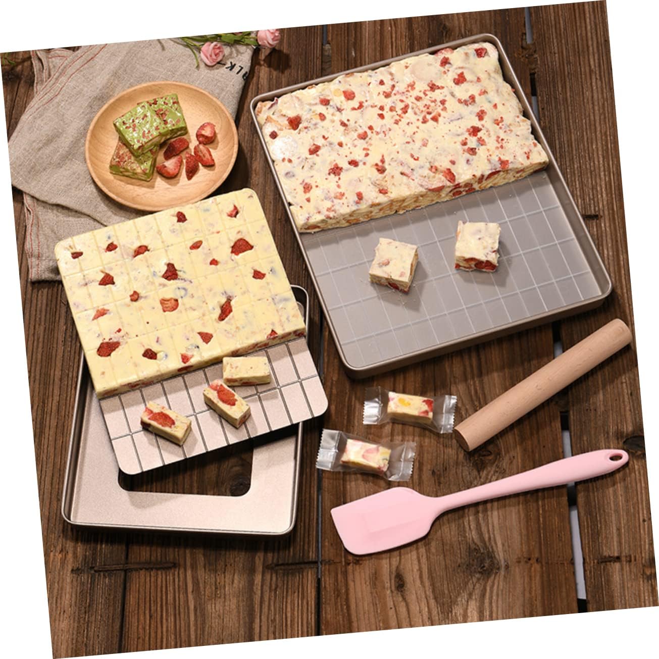 1set Nougat Shaping Mold Set Nonstick Dessert Tray for Nougat Candy Snowflake Crisp Gelatin Cake Large Baking Mold Smooth Surface for Easy Release and Cleaning