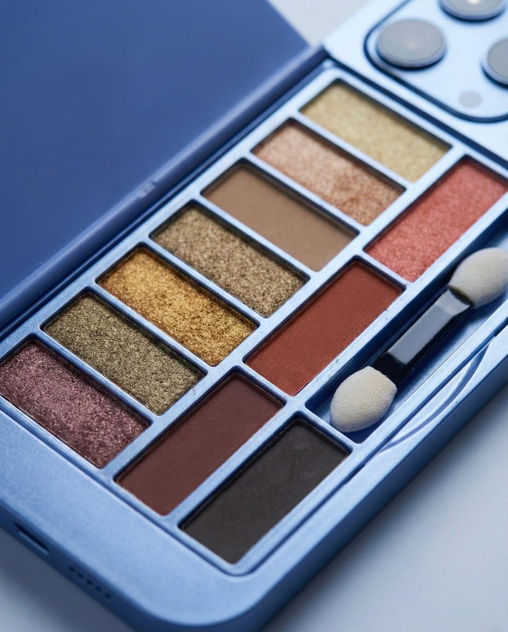 Beauty Makeup Kit in Phone-Style Case | Long-Lasting Brightening Complexion Palette with Highlighter, Blush & Mirror (Blue)-image-22
