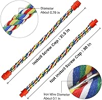 Vista 4 de Perchas de cuerda para pájaros para loros, cacatúas, periquitos, jaulas de periquitos, cómodos pájaros coloridos juguete de cuerda