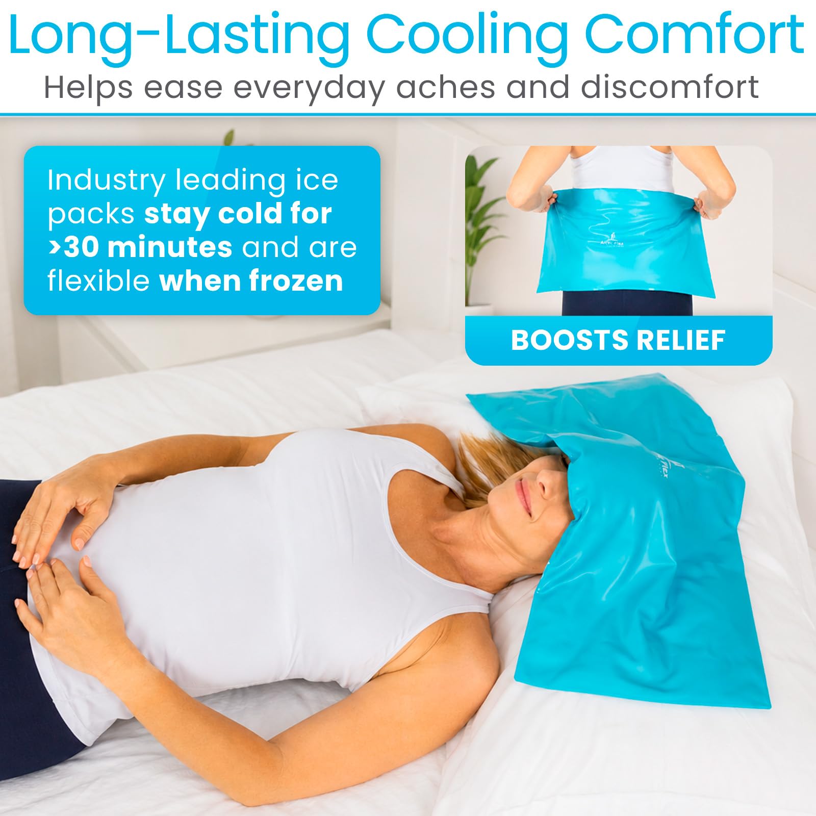 Arctic Flex Bolsas de hielo reutilizables para lesiones – Paquetes flexibles de frío caliente – Envoltura de hielo de gel de terapia con correas – Tobillo, codo, rodillas, pie, brazo de cadera,