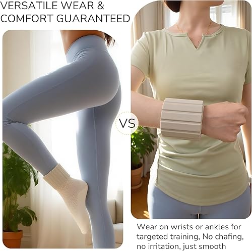 Miniatura 5 de Pesas ajustables para tobillo y muñeca para mujeres y hombres, diseño magnético ultrafino, silicona agradable a la piel con bloques de acero para