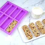 (2 Pcs) 8 Cavity Rectangle Granola Bar Silicone Mold Nutrition Cereal Bar Molds Energy Bar Maker for Chocolate Truffles Ganache Bread Brownie Cornbread Cheesecake Pudding Butter Mould