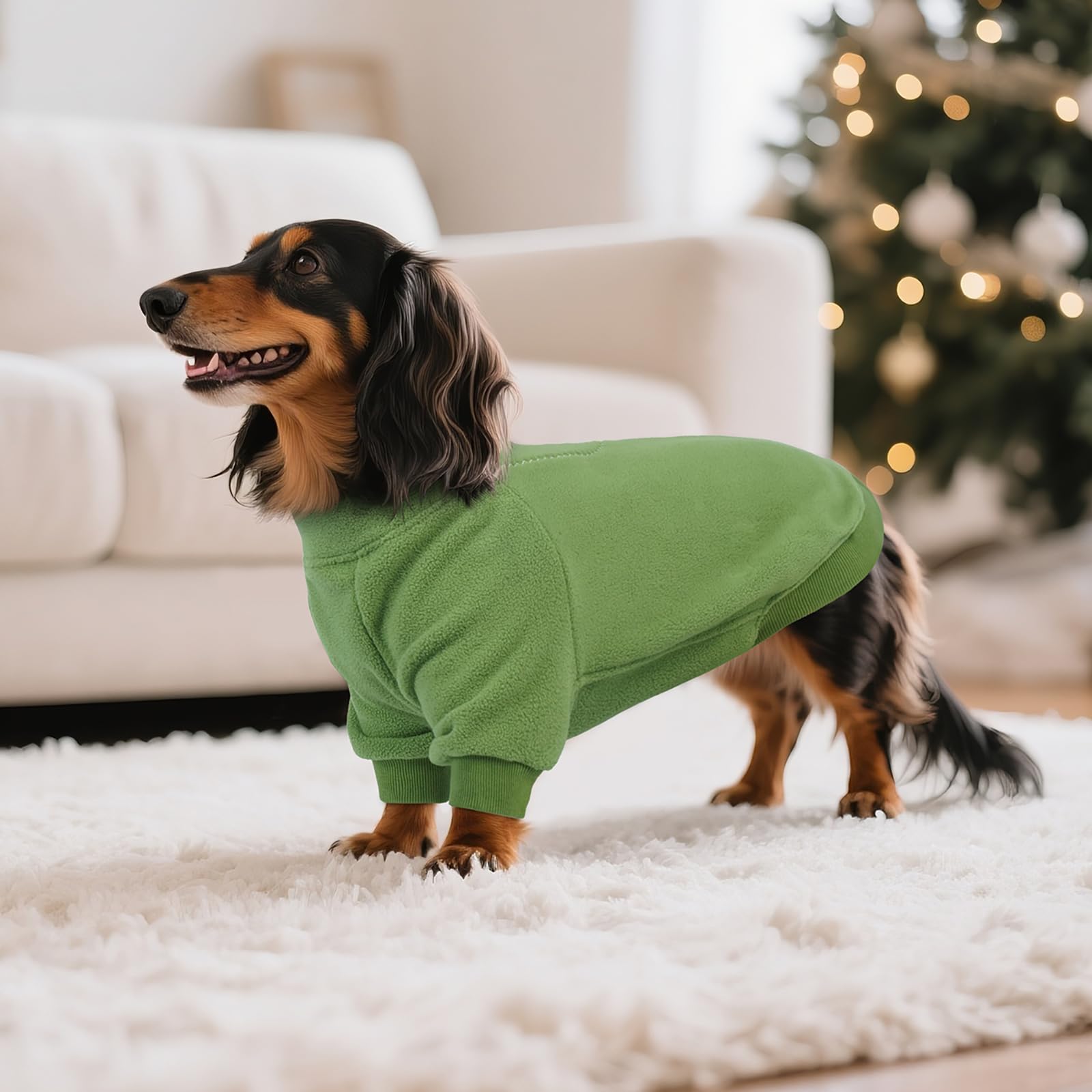 BRKURLEG Pull en polaire chaud et doux pour chien, à col roulé pour chiens de petite, moyenne et grande taille, manteau d'hiver pour chien, veste de Noël pour animal de compagnie avec fermeture éclair