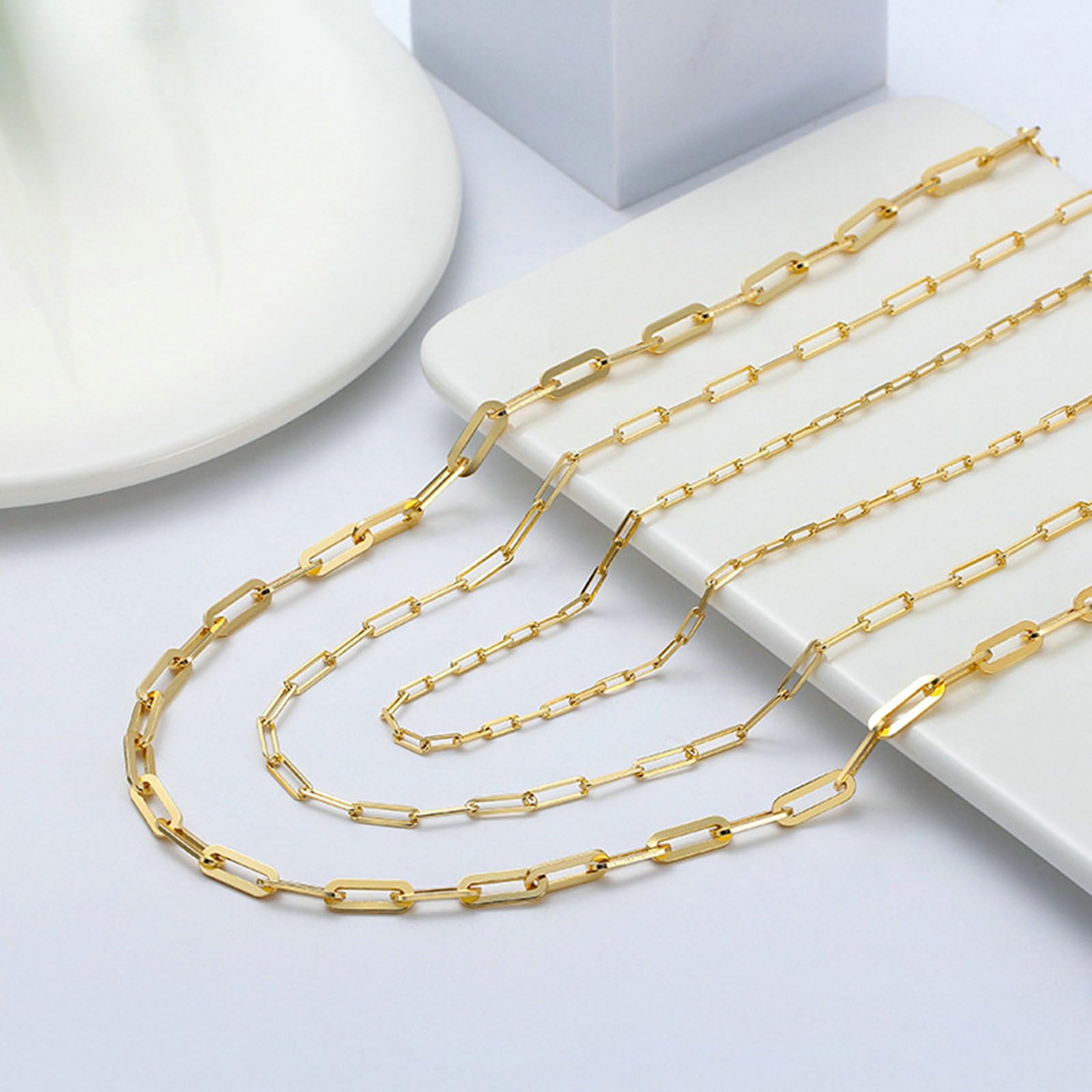 Collar de cadena con clip para mujer, plata 925 pulida con clip, longitud 40/45/50/55/60 cm