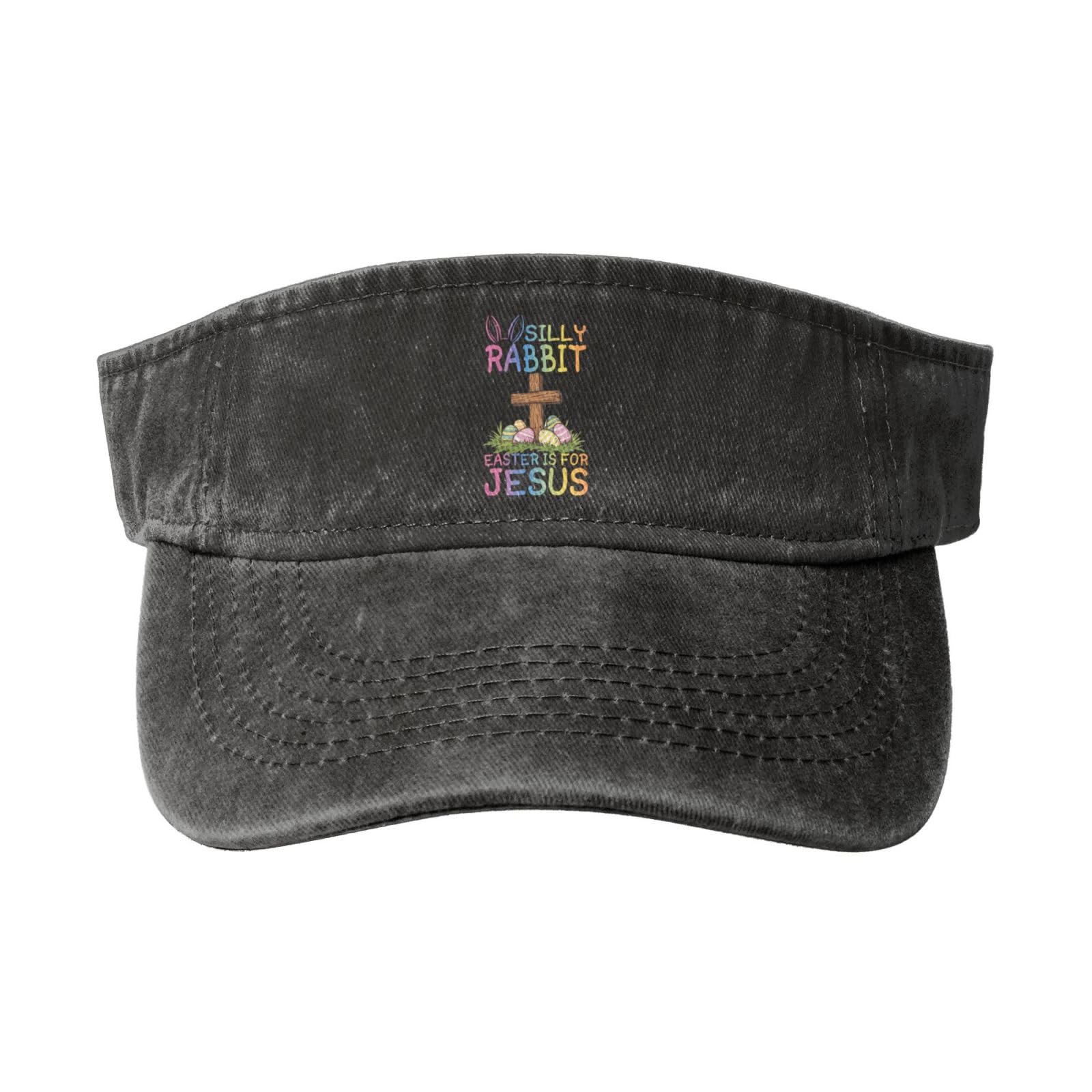 Sun Visor Hats Silly Rabbit Easter is for Jesus Adjustable Ball Caps Empty Top Baseball Running Tennis for Men Women Outdoor Travel Beach Black