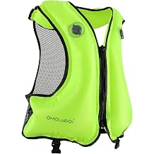 Adult inflatable buoyancy aid vest,fit 100 kg & 150-200 cm adjustable dual air chambers and high visibility. Suitable for kayakin,surfing,diving.
