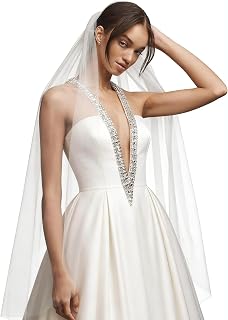 Wedding Bridal Veil Single Tier Simple Tulle Veil with Metal Comb Fingertip Length Elegant Hair Accessories For Brides and Women Prom Evening 39.3"