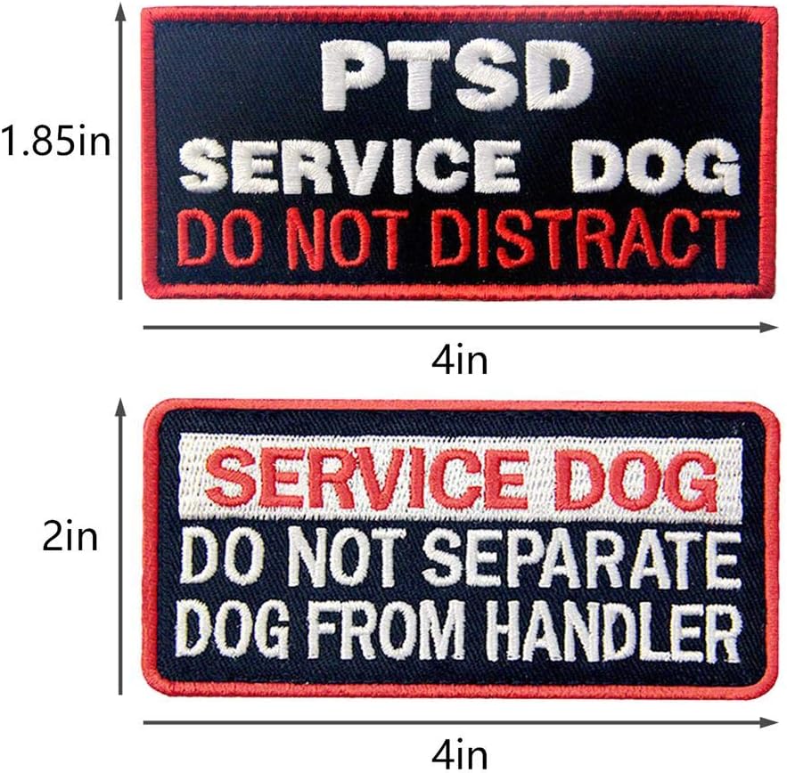 Service Dog in Training Working No Touch PTSD Do Not Distract Vest / Harnesses Morale Tactical Patch Embroidered Badge Fastener Hook & Loop Emblem, 6 Pcs