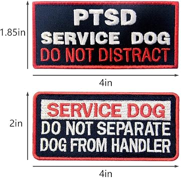 Service Dog in Training Working No Touch PTSD Do Not Distract Vest/Harnesses Morale Tactical Patch Embroidered Badge Fastener Hook & Loop Emblem, 6 Pcs