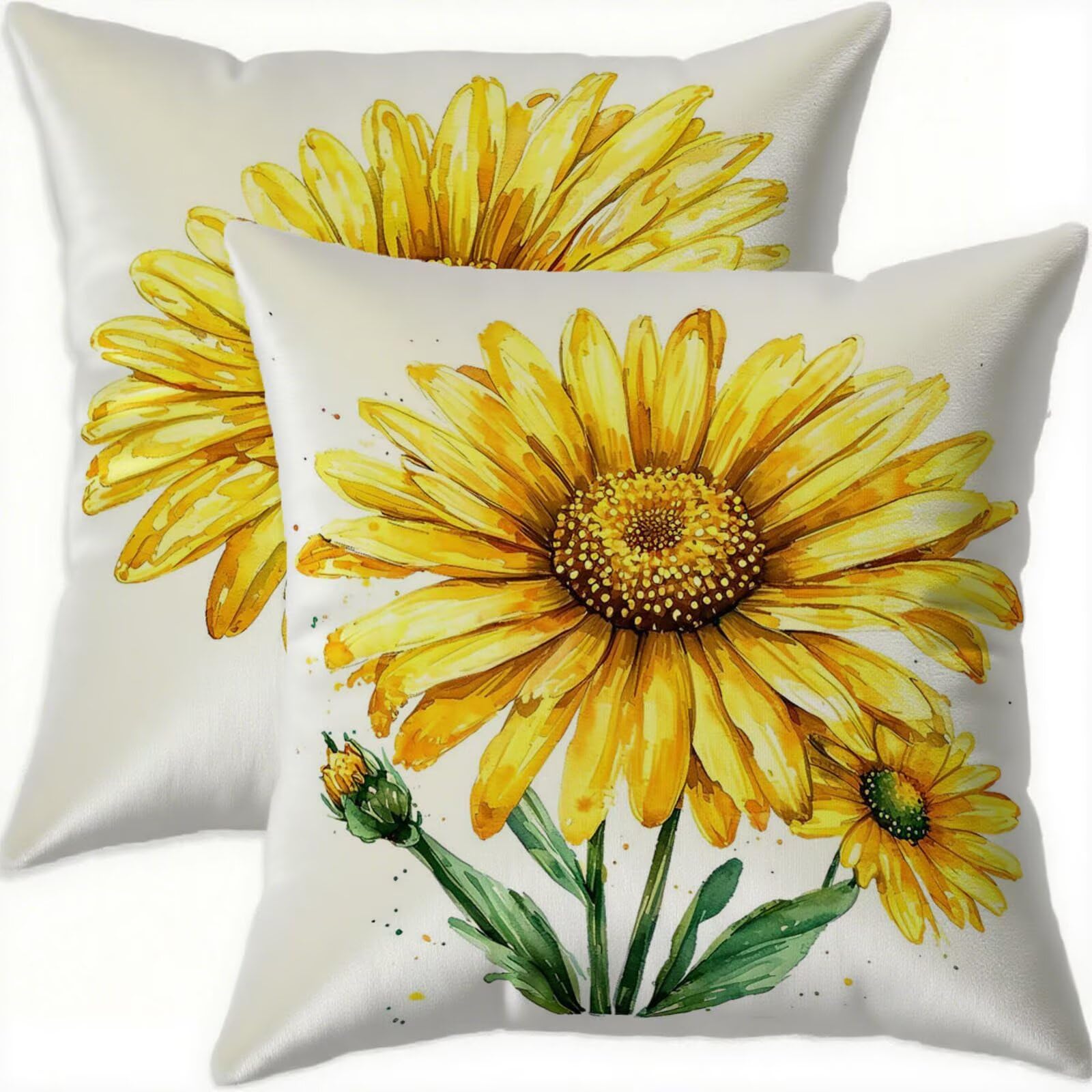 Housse de coussin 60x60cm en velours jaune imperméable haut de gamme