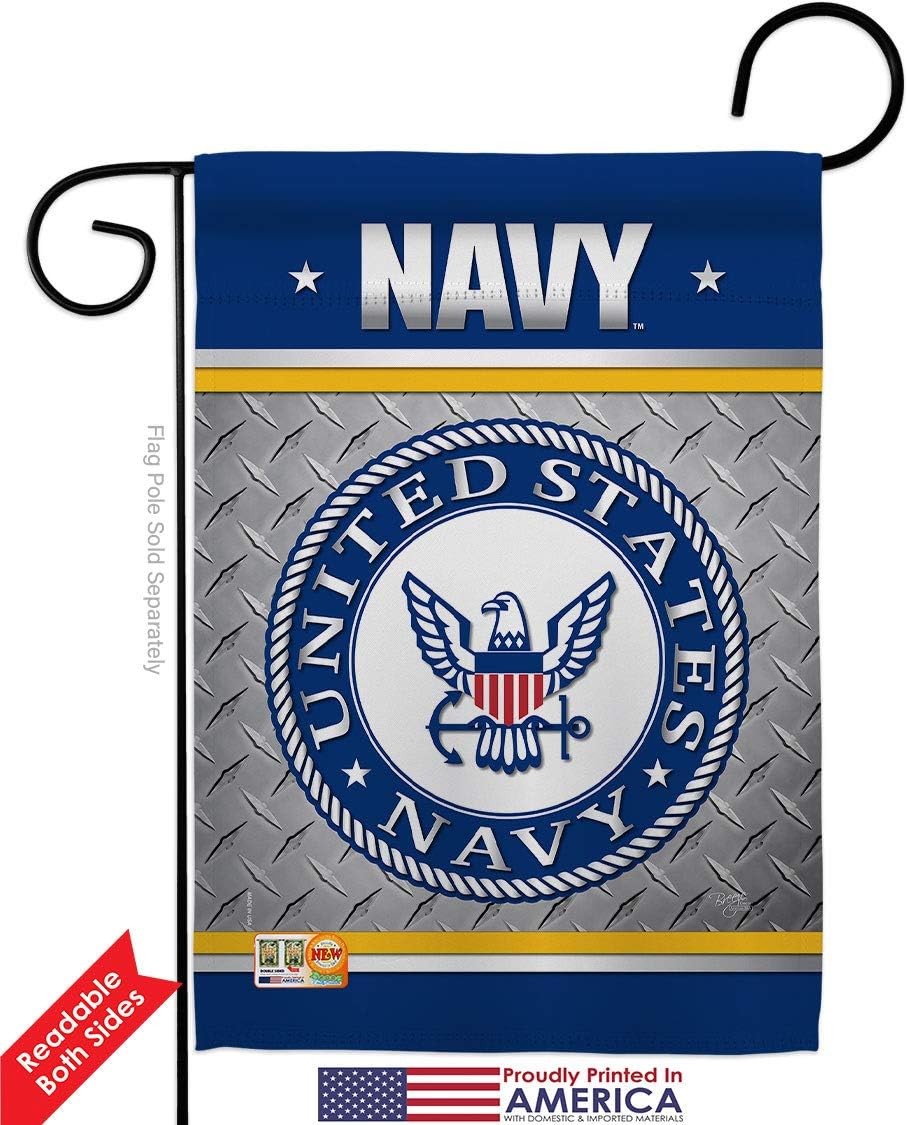 US Navy Garden Flag Set Wall Holder Armed Forces USN Seabee United State American Military Veteran Retire Official Small Decorative Gift Yard House Banner Double-Sided Made In USA 13 X 18.5