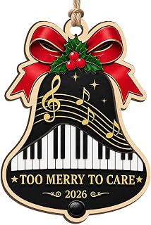 Bell Piano Wooden Christmas Ornament Musician Music Gift | Handcrafted Laser-Cut Wood — Bell Piano Christmas Gift, Musician Music Lover Holiday Keepsake Musicians Pianists Lovers