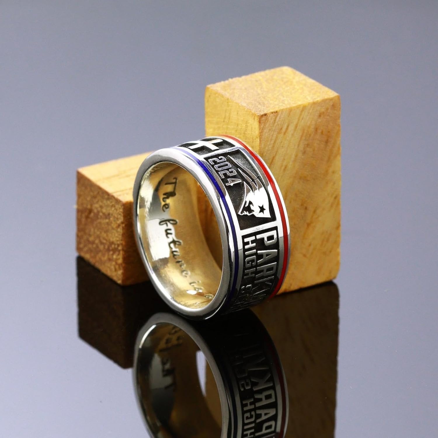 Hundreds of Custom Patterns Fully Personalized Graduation Ring for Men 2026 Sterling Silver Birthstone High School College Class Ring Customized Graduation Jewelry Gift for Graduates Size 4-15
