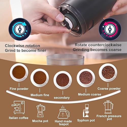 Miniatura 4 de Cafetera eléctrica portátil, molinillo de café para automóvil totalmente cargado para 5 preparaciones, ideal para camping, senderismo, oficina,