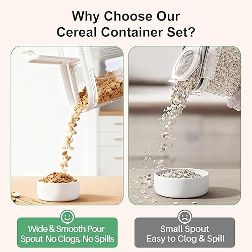Miniatura 2 de Almacenamiento de recipientes para cereales, 3 recipientes herméticos para almacenamiento de alimentos PET con tapas (4 litros135.2 onzas) para