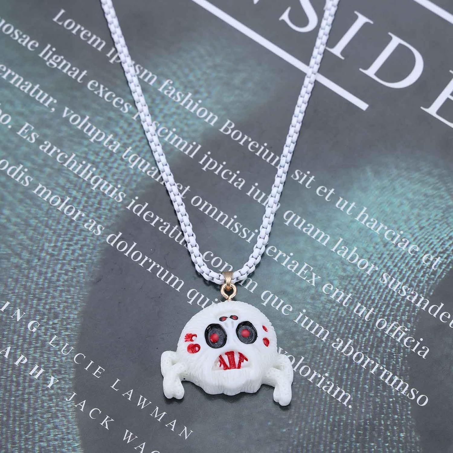 Boho Ghost Pendant Necklace White Cartoon Ghost Necklace Vintage Cute Ghost Choker Necklace Adjustable Ghost Chain Necklace Jewelry for Women - Image 4
