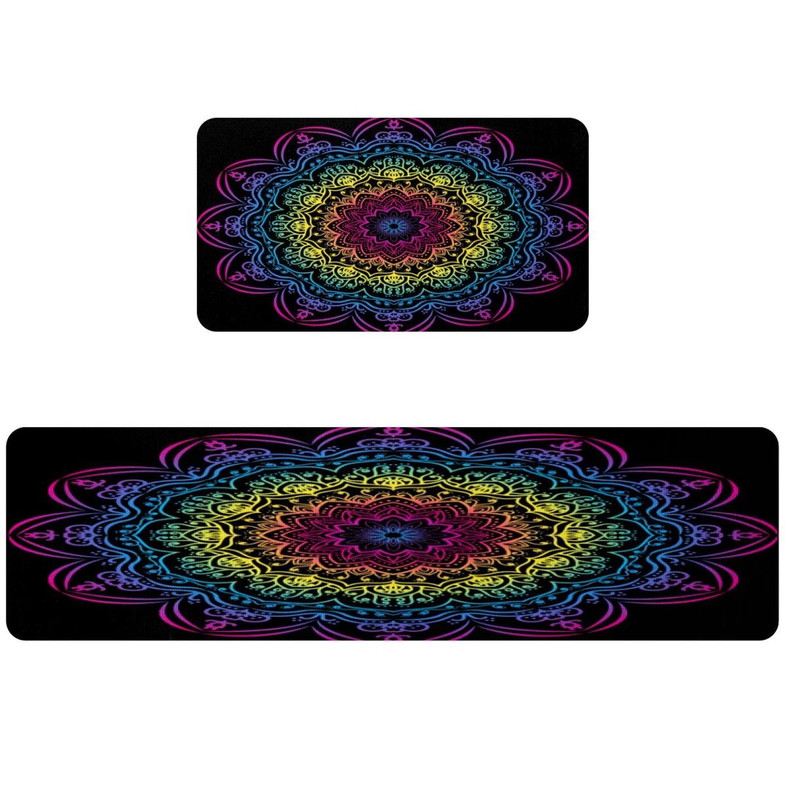 Tapete de cocina VAPOKF de 2 piezas con diseño floral de mandala antideslizante