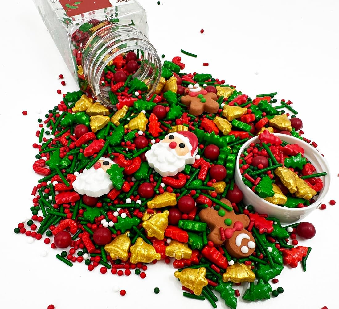 Christmas Cake Topper Sprinkles Decoration Candy Santa Claus Cupcake Dessert Cookie Sprinkle (Santa Claus snowman)