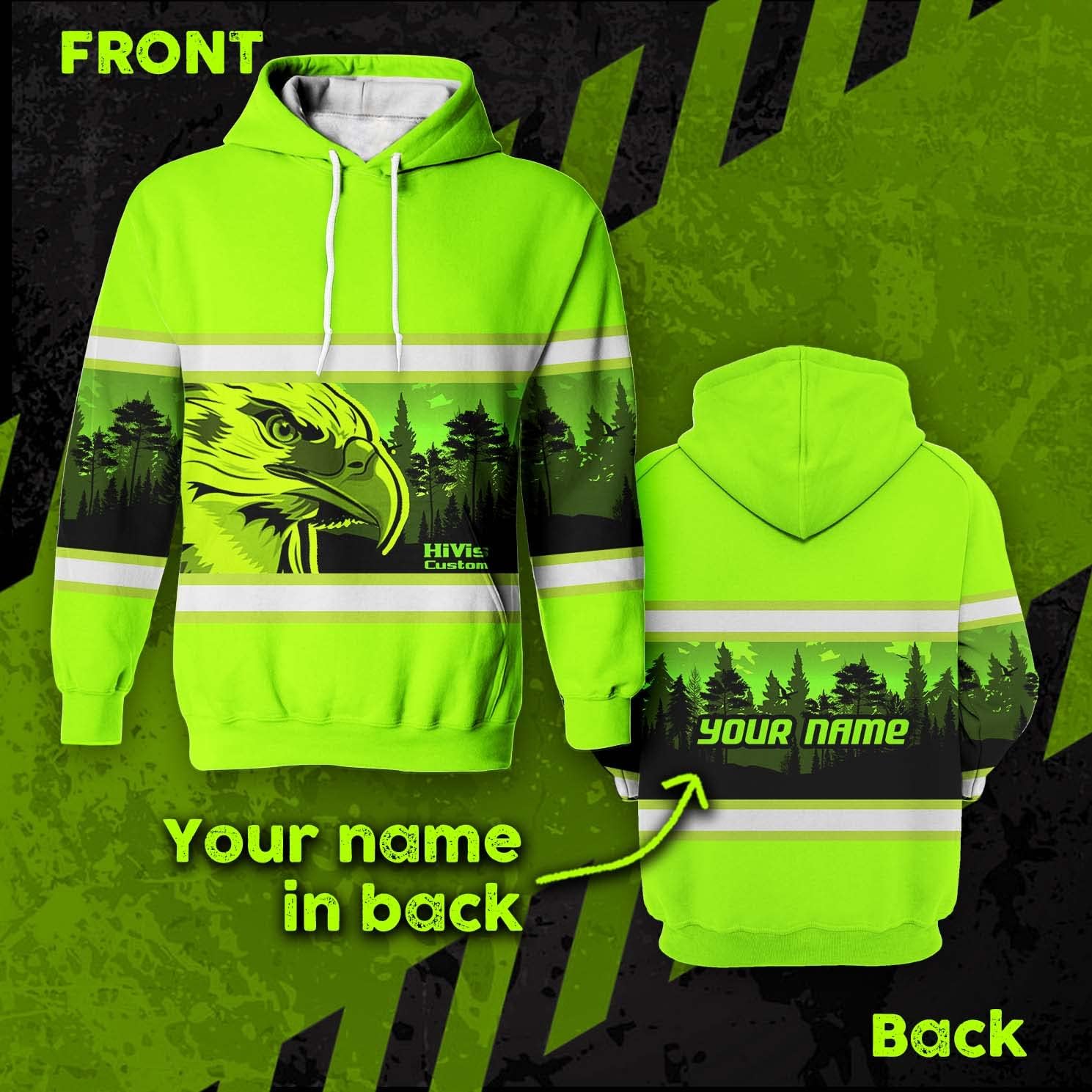 Color US Flag High Visibility Hoodie for Men Women Reflective Tapes Safety Workwear for Worker Runner Patriotic - Image 3