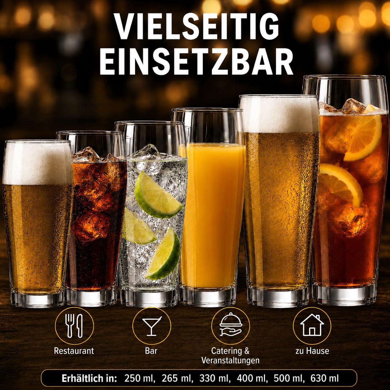 Willibecher 500 ml, geeicht 400 ml, 36er Set Trinkgläser | Klare Biergläser mit sichtbarem Eichstrich – für Gastronomie, Events und den täglichen Gebrauch