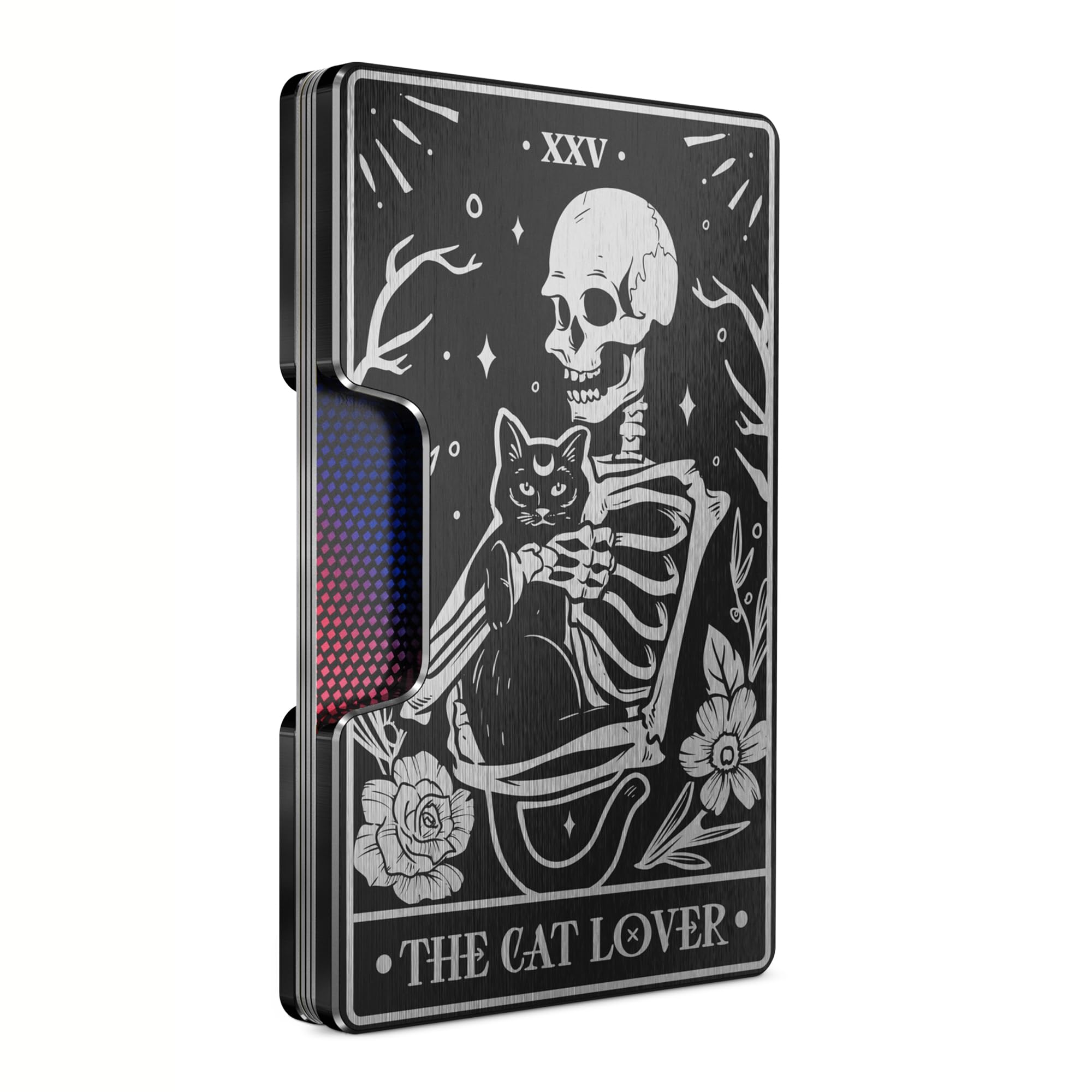 Engraved Aluminum Wallet for Men - Slim Money Clip &amp; Card Holder with Engraved Finish. Enhanced RFID Blocking, Compact, Unique &amp; Minimalist Wallets