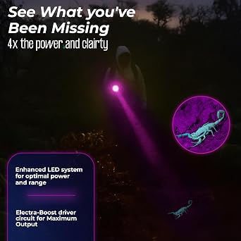 Convoy L21B-X4 365nm UV Flashlight with ZWB2 Filter by Lumencraft - Long Range, Ideal for Hunting Fluorescent Minerals - Enhanced LED Chip & Heatsink - Handheald Blacklight Flashlight
