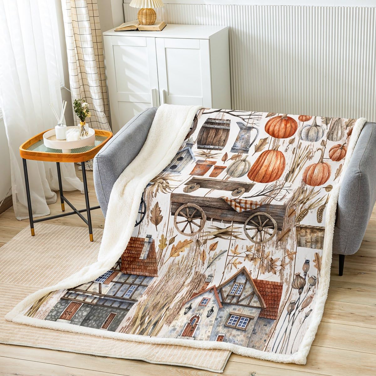 Couverture polaire Happy Fall plaid vintage 101x127 cm une idée cadeau idéale