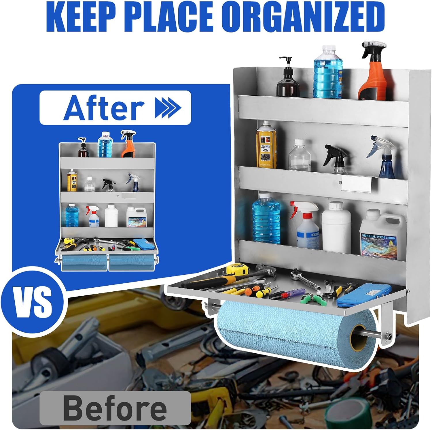 Wall Mounted Tool Tray, Storage Trailer Tool Cabinets, Small Wall Mounted Steel Cabinets Adjustable Shelves, for garages, Tool Rooms, Toilets, etc.