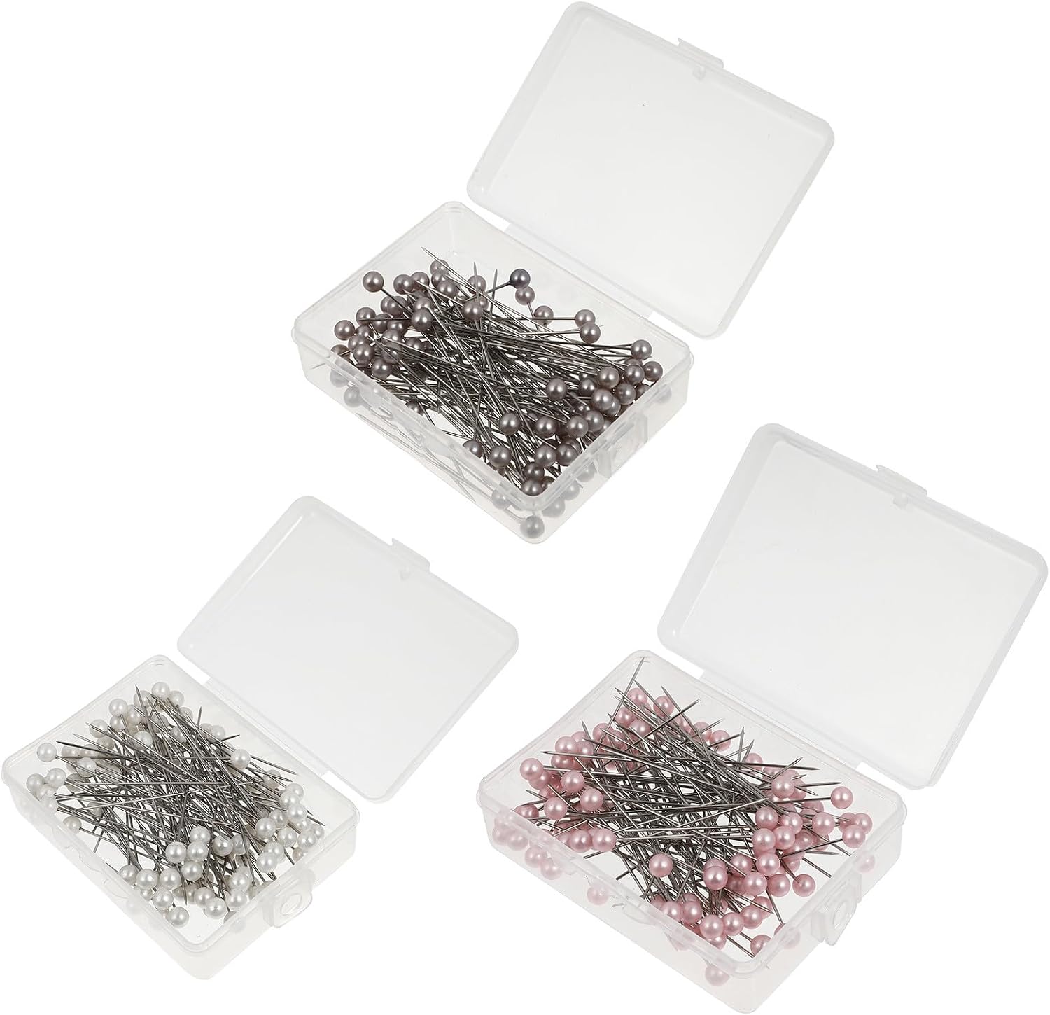 Artibetter Pearl Head Straight Pins 300pcs White Light Pink Light Gray Sewing Locating Pins DIY Corsage Craft Fixation for Dressmakers and Quilting