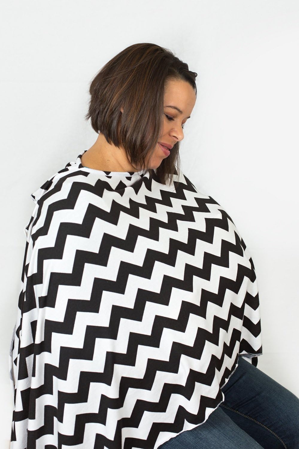 Bay's Nursing Scarf - Black and White Chevron - Incredible Quality, Super Soft