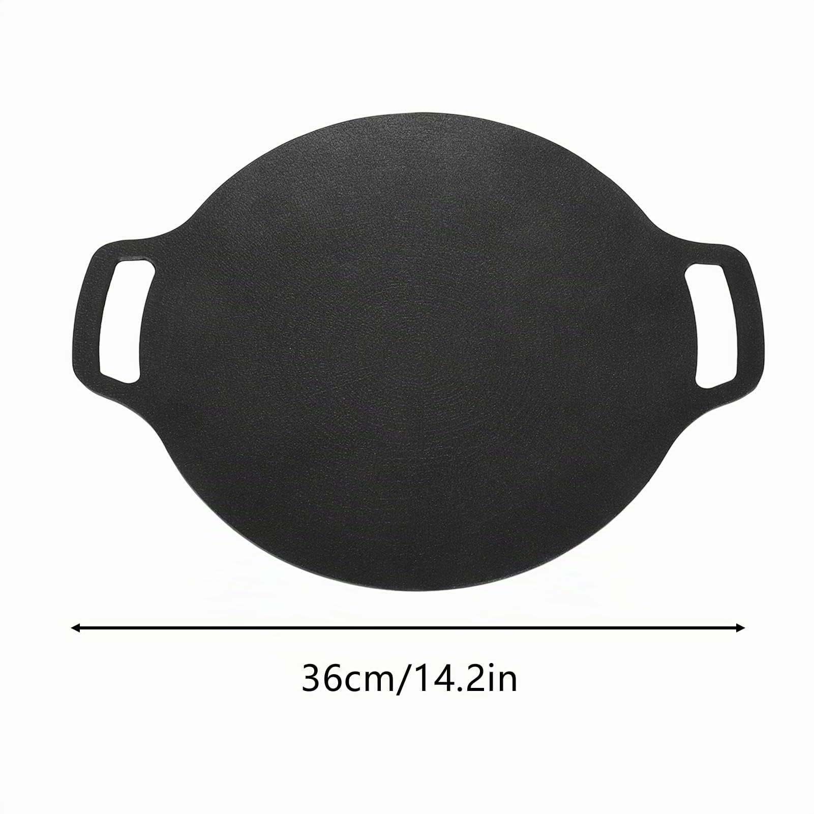 Sartén redonda coreana, sartén para barbacoa de estilo coreano, aleación de aluminio, cocción rápida y uniforme de salchichas en casa (36 cm)
