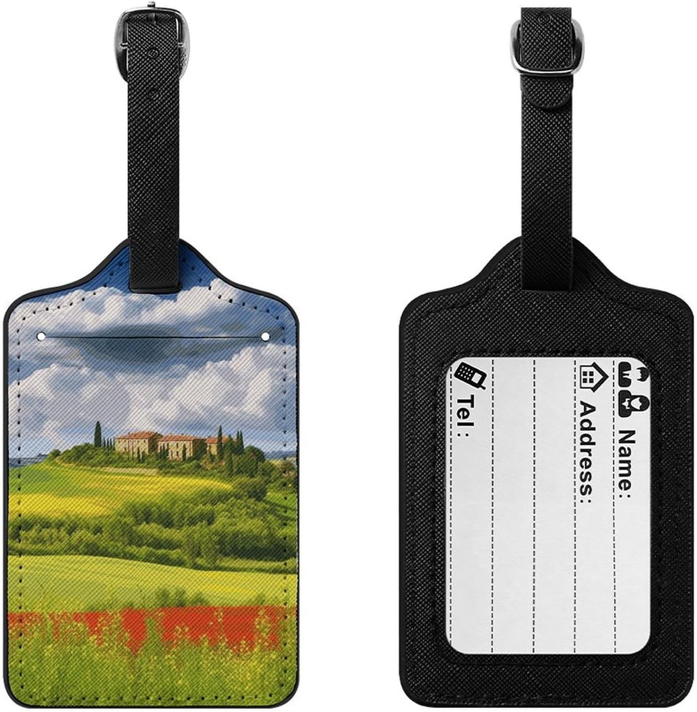 Tuscany Spring PU Leather Luggage Tags, Name Tags for Travel image 3
