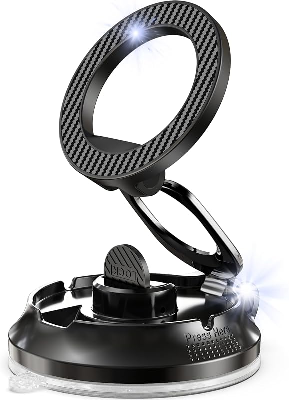 Soporte magnético para teléfono para auto [90+LB de succión más fuerte y 3000 gf magnético más fuerte] Soportes de teléfono al vacío ajustables de 360° para tu auto, soporte de auto Magsafe para iPhone (negro)