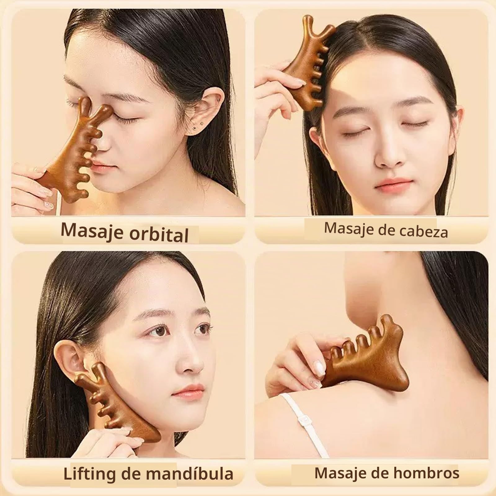 Masaje terapéutico con madera. Juego de 7 herramientas. Masajeador de madera Gua Sha para moldear el cuerpo. Herramientas para aliviar el dolor muscular. Masajeador linfático corporal. Anticelulítico.