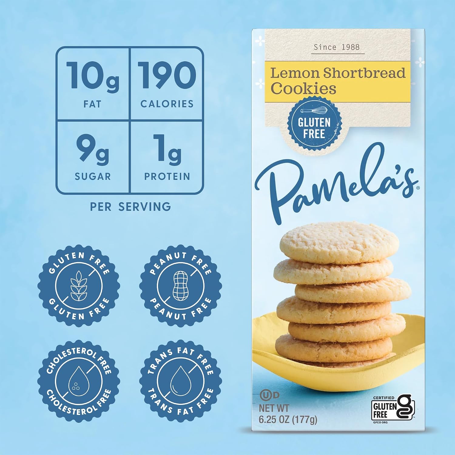 Pamela's Products Lemon Shortbread Gluten Free Cookies, 6.25 Oz, Pack of 6 image 4