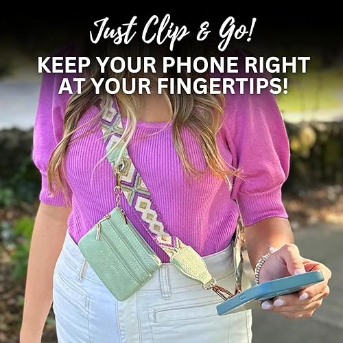 Miniatura 8 de Correa original para teléfono Clip and Go Original (Blk & Wht Paw Tracks - Bolsa negra) - Cadena cruzada para teléfono con bolsa de cartera con