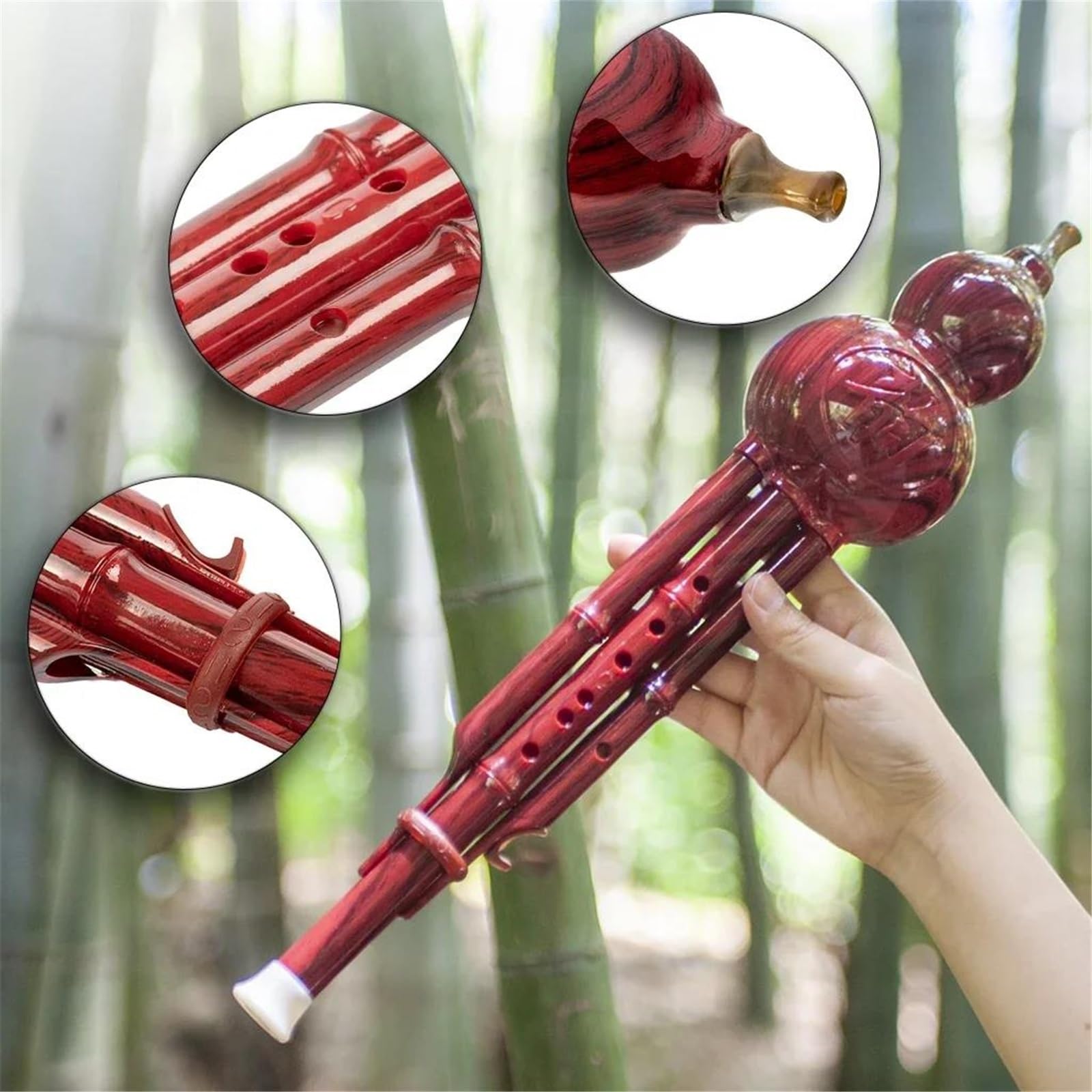 Instrumento Étnico Chino De 2 Tonos Con Llave C Calabaza Hulusi Flauta De Cucurbitáceas Tubos De Resina Instrumento De Viento De Color Con Estuche
