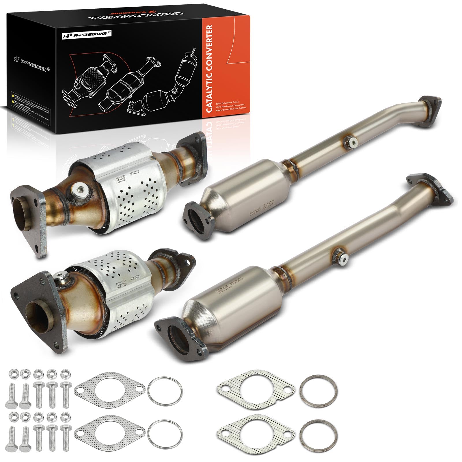 A-Premium Front and Rear 4-PC Catalytic Converter Kit Direct-Fit Compatible with Nissan Frontier 2005-2019, Pathfinder 2005-2012, NV1500, NV2500, NV3500, Xterra & Suzuki Equator, 4.0L, EPA Compliant