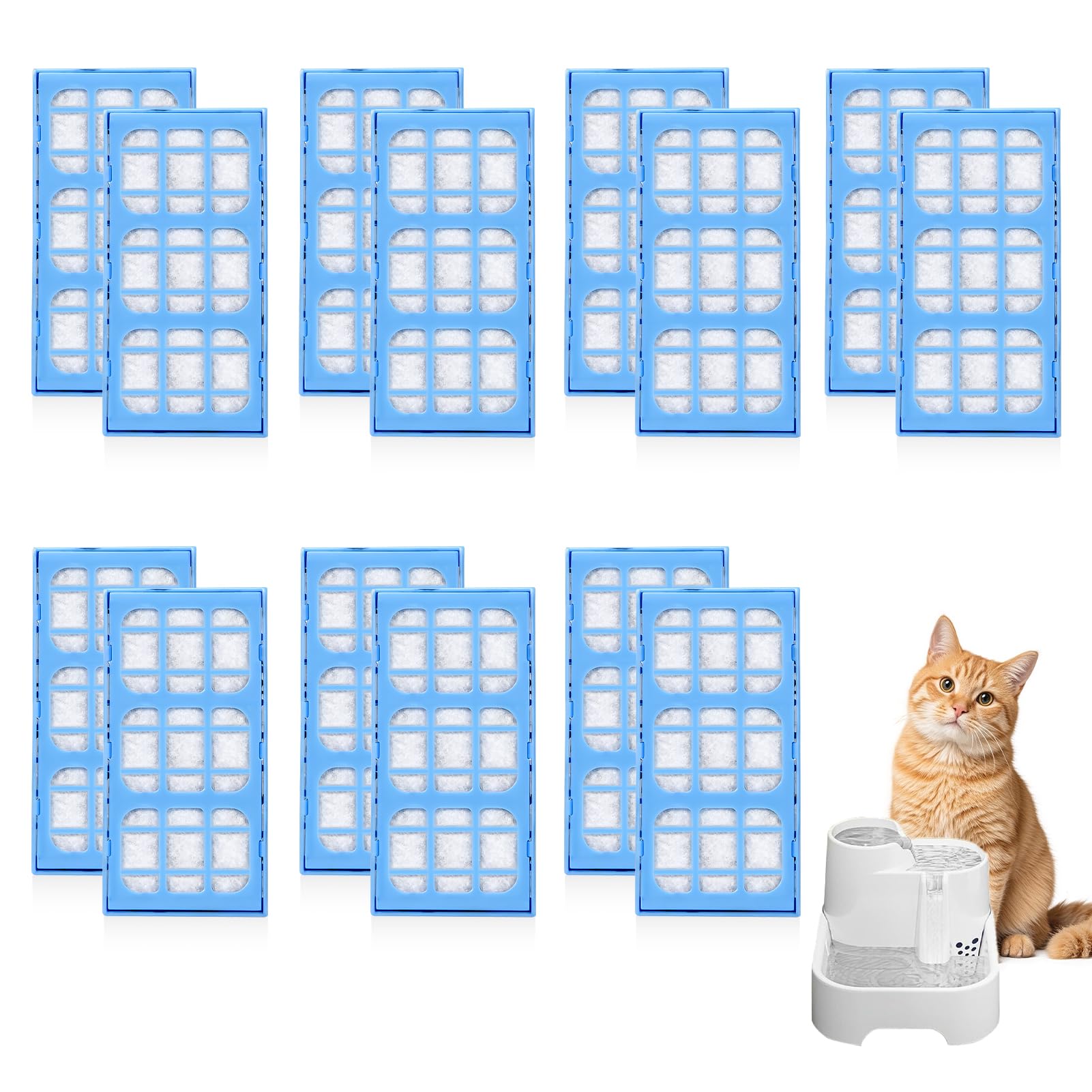 12 PCS Cat Water Fountain Filters for Cat Mate,Pet Fountain Replacement Filter Cartridges Cat Water Cartridge Filter Activated Carbon Filters Compatible with Cat Mate Dog Mate Closer Pets Fountains