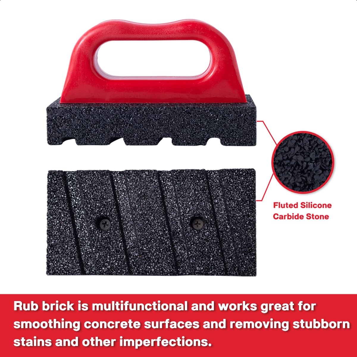 Rub Brick Tools, 20 Grit Muratura Mattoni, Utensili per calcestruzzo, Rimozione Levigante Segni di Pulizia Strumento Scanalato con Manico (2 Pezzi)