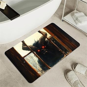 Diatomaceous Earth Bath Mat,Evil Black Demon Non-Slip Volume Super Absorbent Fast Drying Eco-Friendly Easy to Clean for Bathroom Kitchen Door mat 1624Inch 40 * 60cm