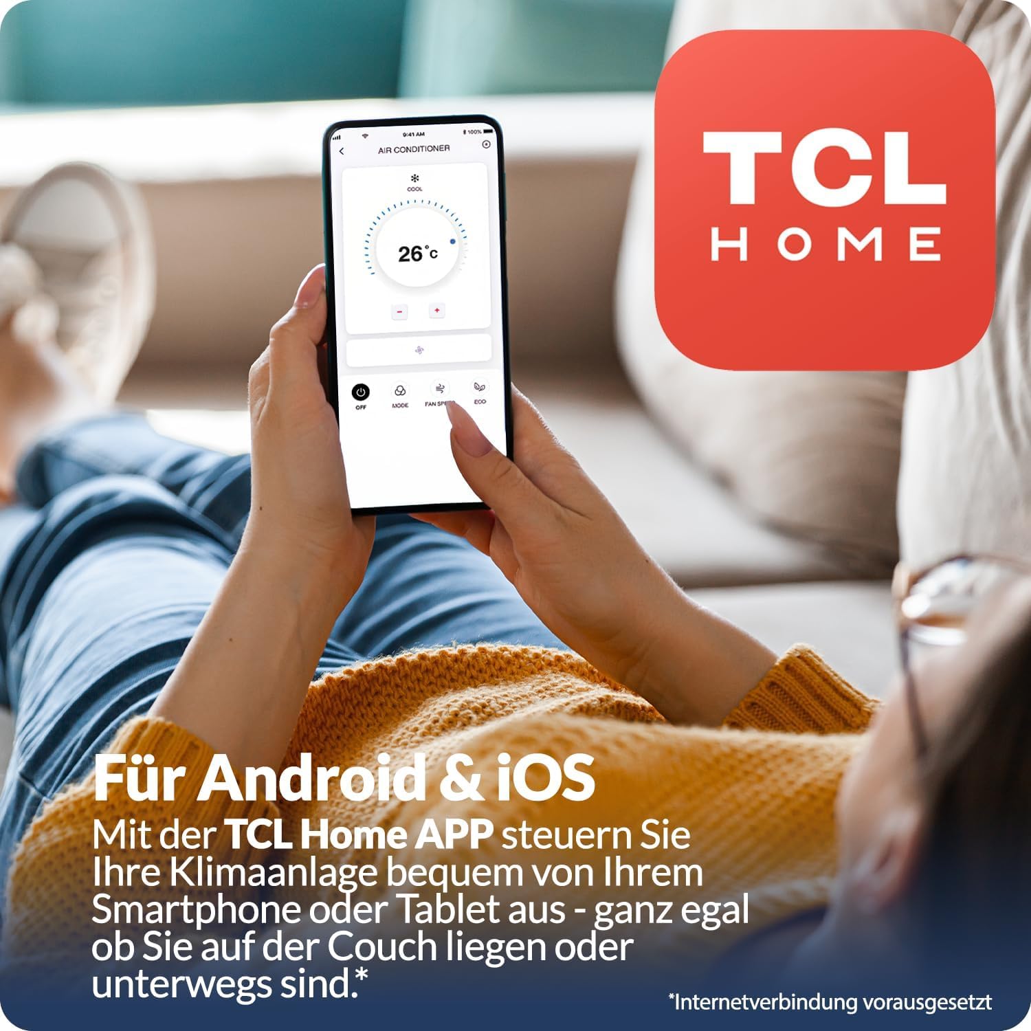 TCL BreezeIn Split Klimaanlage 9000 BTU 2,6 kW Quick Connect Set 5m R32 Heizen Kühlen App Alexa