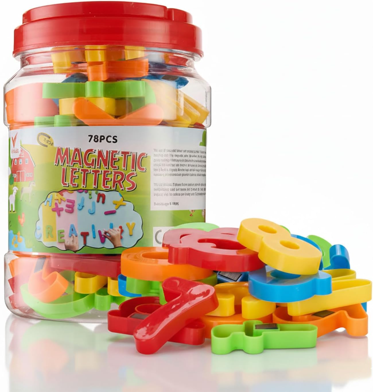 78 Pcs Magnetic Alphabet Letters and Numbers Fridge Magnets ABC 123 Colorful EVA Uppercase Lowercase Preschool Learning Spelling Counting Educational Toy Set for Kids