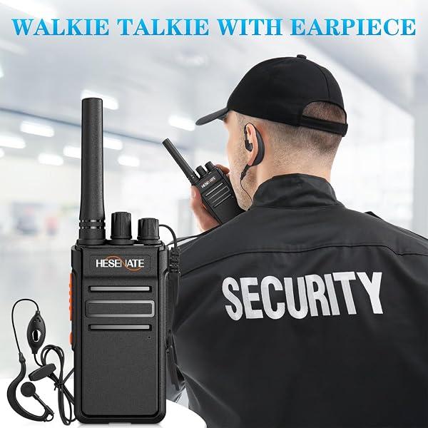 HESENATE Walkie Talkies Long Range HT66 PMR446 License-Free Two-Way Radio, 16 Channel Handheld Walkie Talkie for Adults, USB-C Rechargeable, Earpieces, for Business Camping Construction(2 Pack, Black) - 3