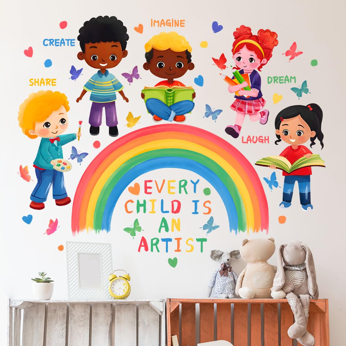 SHUCHING Inspirational Quotes Children Wall Stickers, Rainbow Wall Decals Decor for Kids Painting Room Corner Nursery Playroom