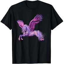 Pink and Purple Pegasus Flying Horse Pony Fantasy T-Shirt